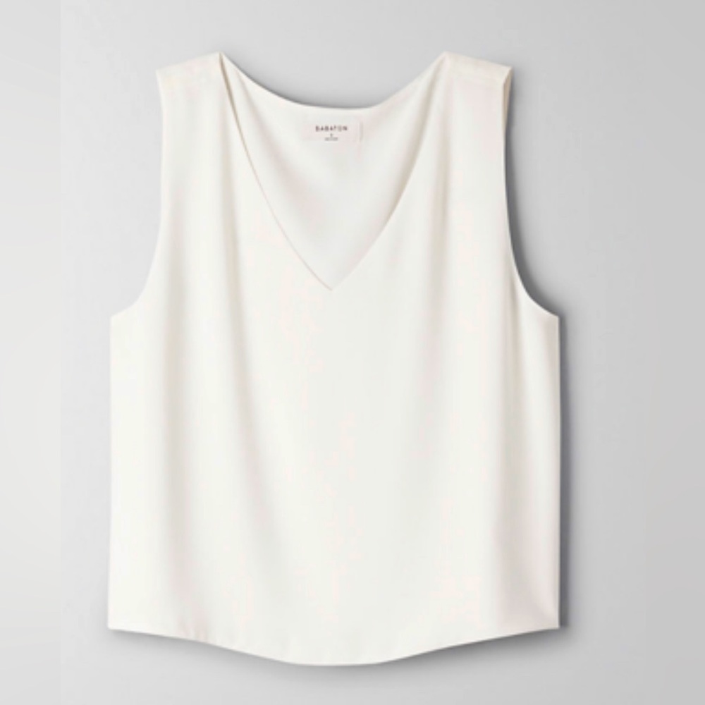 Aritzia Babaton Murphy sleeveless ivory white blouse top